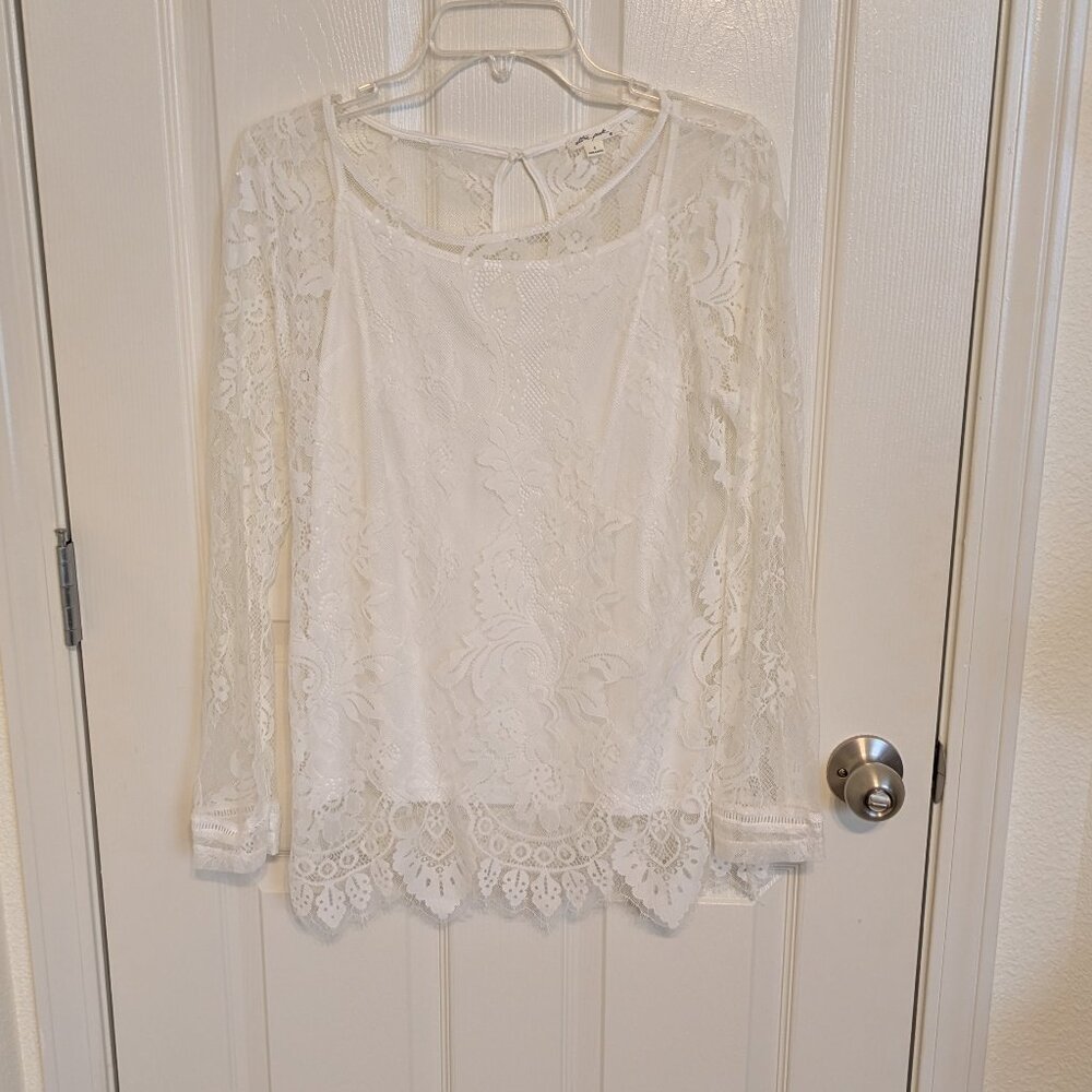 White Lace Top with adjustable strap camisole underneath